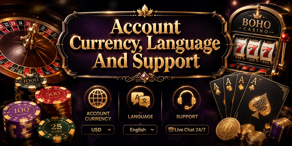 Account Currency, Language And Support